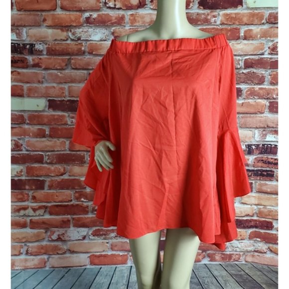 City Chic Off Shoulder Bell Sleeve Blouse Size 22 - Picture 2 of 3